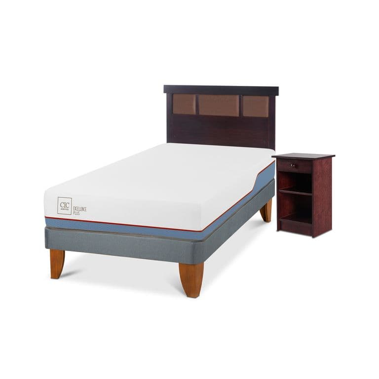 Cama Europea Excellence Plus 1.5 Plazas + Muebles