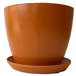 Set Macetero y Plato Biodegradable de Bambu 24x18 cm Terracota