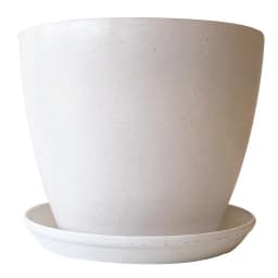 Set Macetero y Plato Biodegradable de Bambu 24x18 cm Blanco