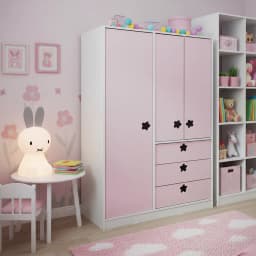 Closet Flor 3 Puerta(s) 3 Cajon(es) 5 Repisa(s) 100x180x45 cm Rosado
