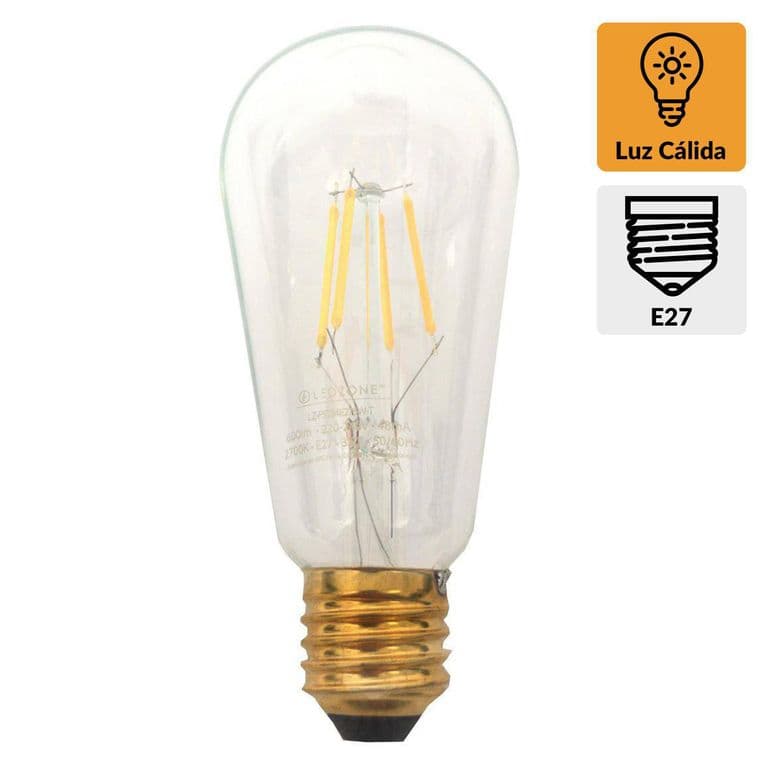 Ampolleta Led Filamentos Pera 6 W E27 600 lm Luz Calida