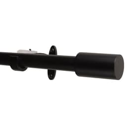 Set de Barra Cortina Simple 19/16 mm Extensible 120-210 cm Negro Cilindro
