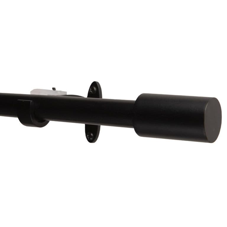 Set de Barra Cortina Simple 19/16 mm Extensible 120-210 cm Negro Cilindro