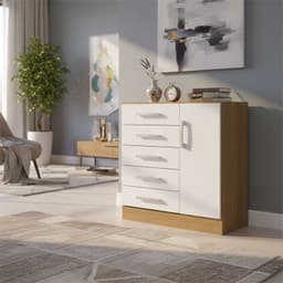 Comoda 1 Puerta 5 Cajon(es) Mod 83x88x88 cm Freijo Blanco
