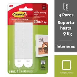 Tiras para colgar Cuadros 9 kg, blancas, 4 pares