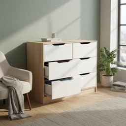 Comoda 6 Cajon(es) Moderno 100x85x45 cm Olmo/blanco