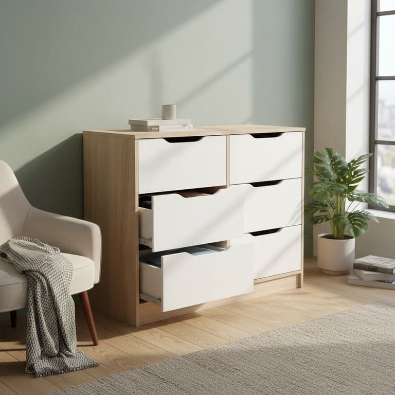 Comoda 6 Cajon(es) Moderno 100x85x45 cm Olmo/blanco