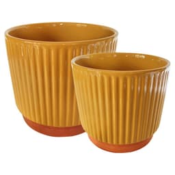 Set 2 Maceteros Enlozados Mostaza 17x15 y 20x18