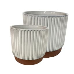 Set 2 Maceteros Enlozados Blancos 14x12 y 17x15