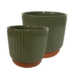 Set 2 Maceteros Enlozados Oliva 14x12 y 17x15