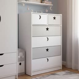 Cajonera 6 Cajon 70x115x40 cm Blanco Gris