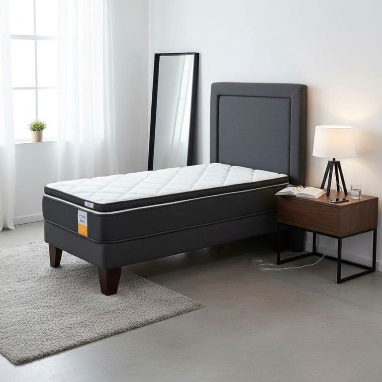 Cama Europea Funcional 1 Pl + Respaldo + Topper