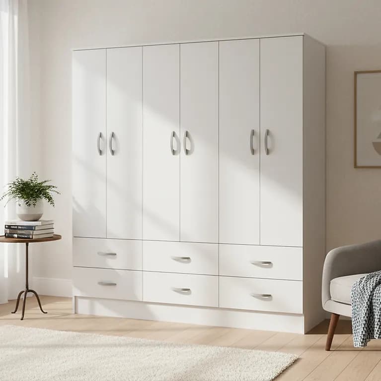 Closet Maipo 6 Puerta(s) 6 Cajon(es) 3 Repisa(s) 180x180x47 cm Blanco