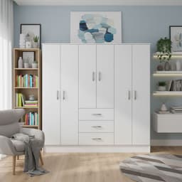 Closet Maipo 6 Puerta(s) 3 Cajon(es) 2 Repisa(s) 180x180x47 cm Blanco