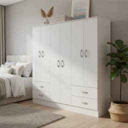 Closet Maipo 6 Puerta(s) 4 Cajon(es) 4 Repisa(s) 180x180x47 cm Blanco