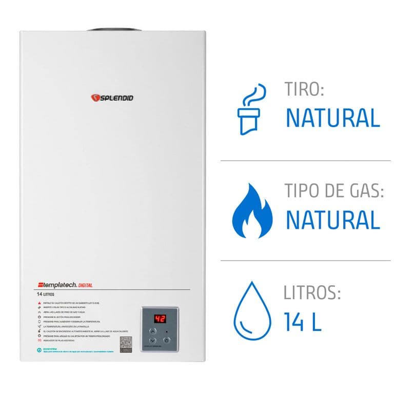 Calefont 14 Litros Gas Natural Tiro Natural Ionizado