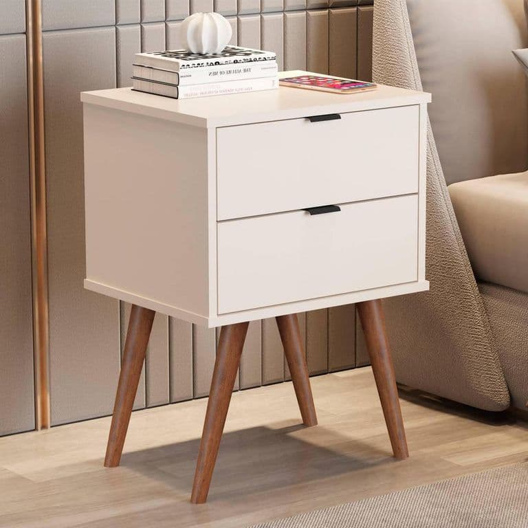 Velador 2 Cajon(es) Luxor 45x67x36 cm Perla