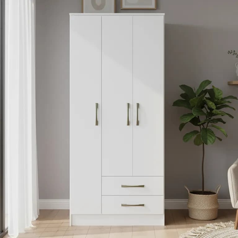 Closet Pequim 3 Puerta(s) 2 Cajon(es) 5 Repisa(s) 81.4x182.5x47 cm Blanco