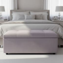 Banqueta Baul Felpa Gris