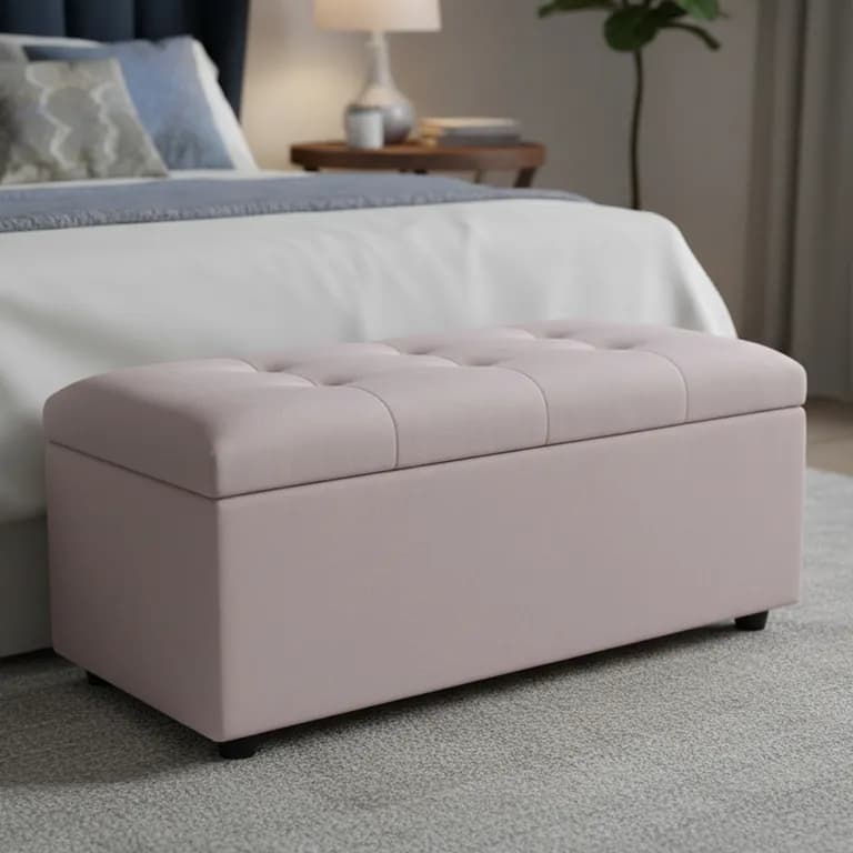 Banqueta Baul Felpa Beige