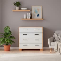 Comoda 4 Cajon(es) Londrina 90x91.5x45 cm Blanco - Canela