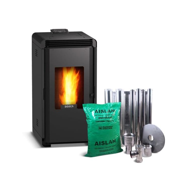 Estufa Pellet Hera Charcoal/Kit Instalacion Charcoal