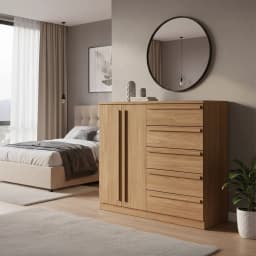 Comoda 2 Puertas 5 Cajon(es) Malaga 131x111.5x44.8 cm Cafe