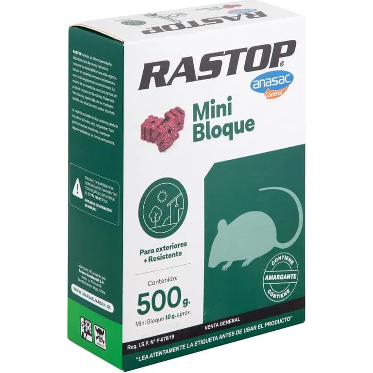 Raticida en Mini Bloques Rastop 500 gr