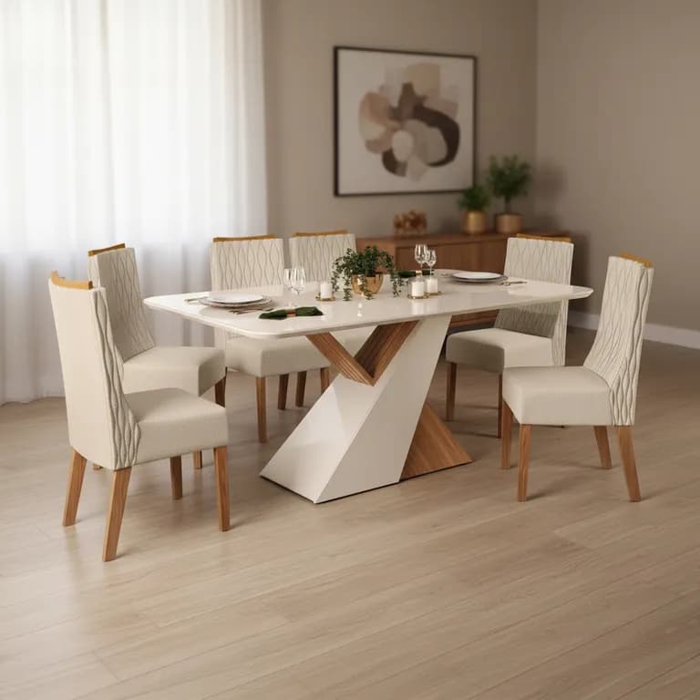 Juego de Comedor Carvalho 6 Sillas Mesa Rectangular 90x120x80 cm Cafe