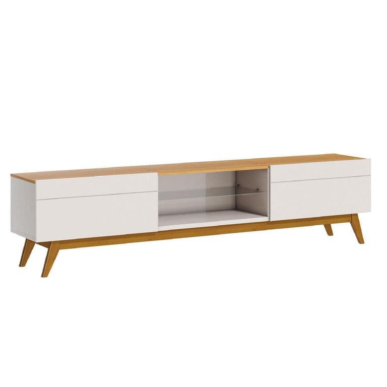 Rack TV 70 " Stand Blanco/Caramelo 180.2x52x40.3 cm