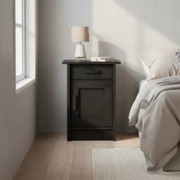 Velador 1 Puerta 1 Cajon(es) Milan 35x63.5x45 cm Negro