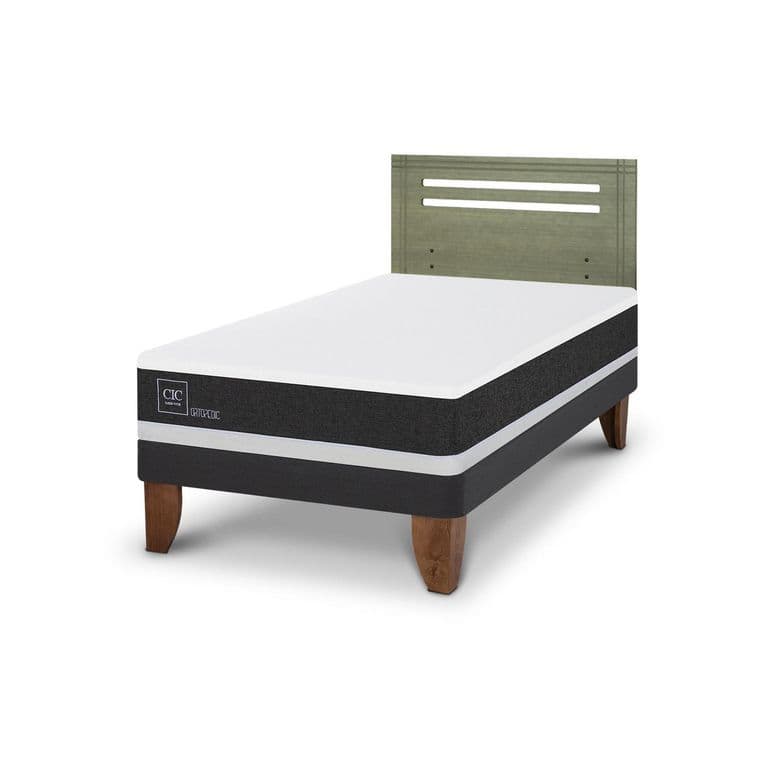 Cama Europea Ortopedic 1.5P Respaldo Munich Olivo