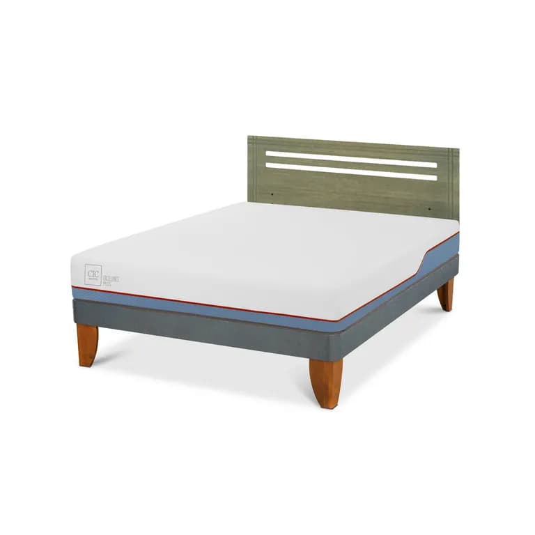 Cama Europea Excellence Plus 2P Bn Respaldo Munich Olivo