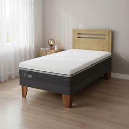 Cama Europea Ortopedic Advance 1.5P Respaldo Munich Mostaza