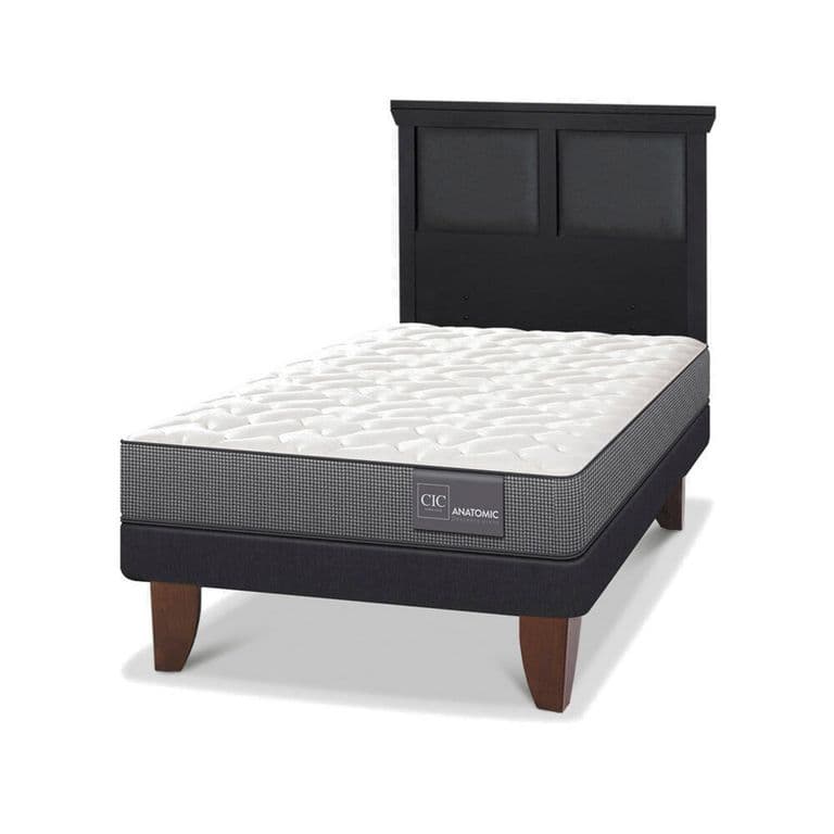 Cama Europea Anatomic 1.5P Respaldo Torino Negro