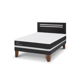 Cama Europea Ortopedic 2P Bn Respaldo Munich Negro