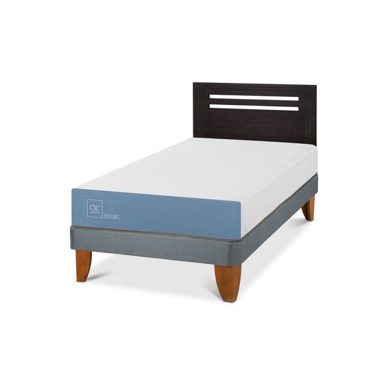 Cama Europea Excellence 1.5P Respaldo Munich Negro