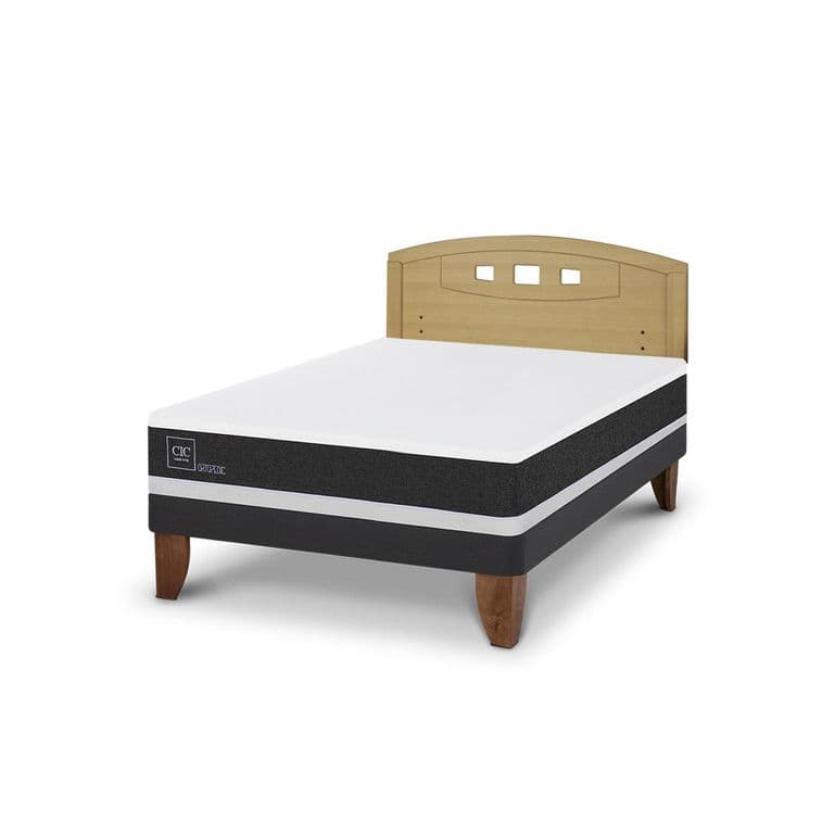 Cama Europea Ortopedic 2P Bn Respaldo Gales Mostaza