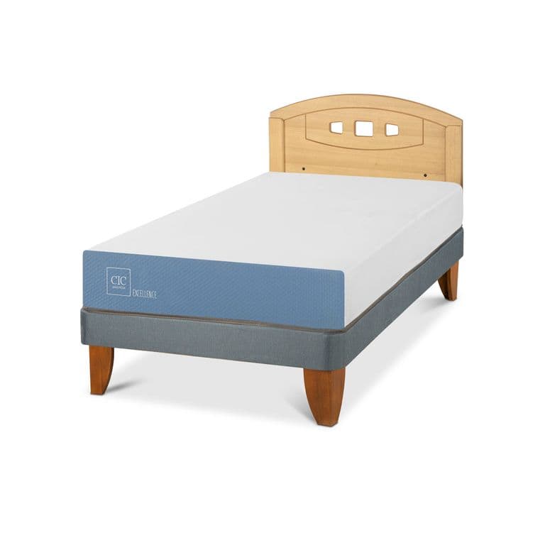 Cama Europea Excellence 1.5P Respaldo Gales Mostaza