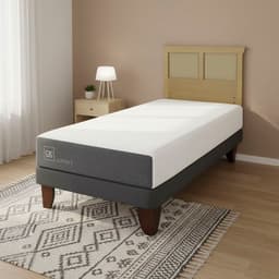 Cama Europea Smart 1P Respaldo Torino Mostaza