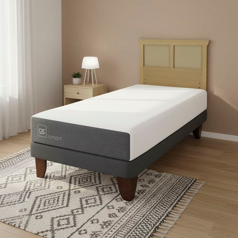 Cama Europea Smart 1P Respaldo Torino Mostaza
