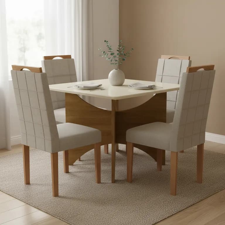 Juego de Comedor Bari 4 Sillas Mesa Cuadrada 105x74x105 cm Transparente