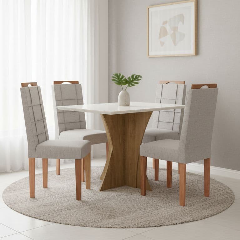 Juego de Comedor Monza 4 Sillas Mesa Cuadrada 105x75x105 cm Cafe