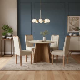 Juego de Comedor Capri 4 Sillas Mesa Redonda 105x75x105 cm Cafe