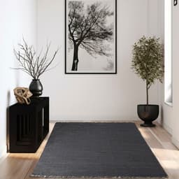 Alfombra 160x230 cm Yute Negro