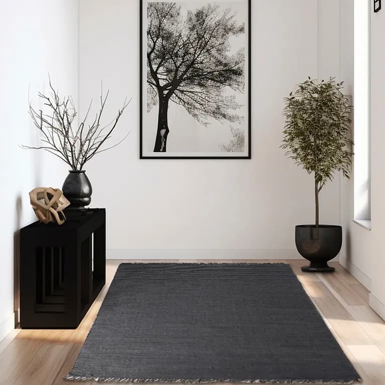 Alfombra 160x230 cm Yute Negro