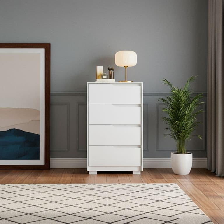 Comoda 4 Cajon(es) Sola 70x120x40 cm Blanco