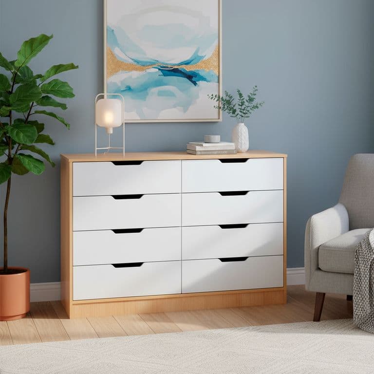 Comoda 8 Cajon(es) Misuri 120.6x86.8x40 cm Blanco