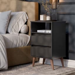 Velador 2 Cajon(es) Roma 43.5x73x36 cm Negro
