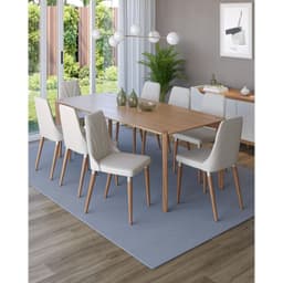 Juego de Comedor Harmony 8 Sillas Mesa Rectangular 100x77x184 cm Cafe